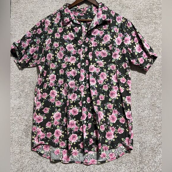 IM Men’s Floral Roses Short Sleeve Button Up Shirt Size Extra Large XL *flaw - Picture 1 of 10